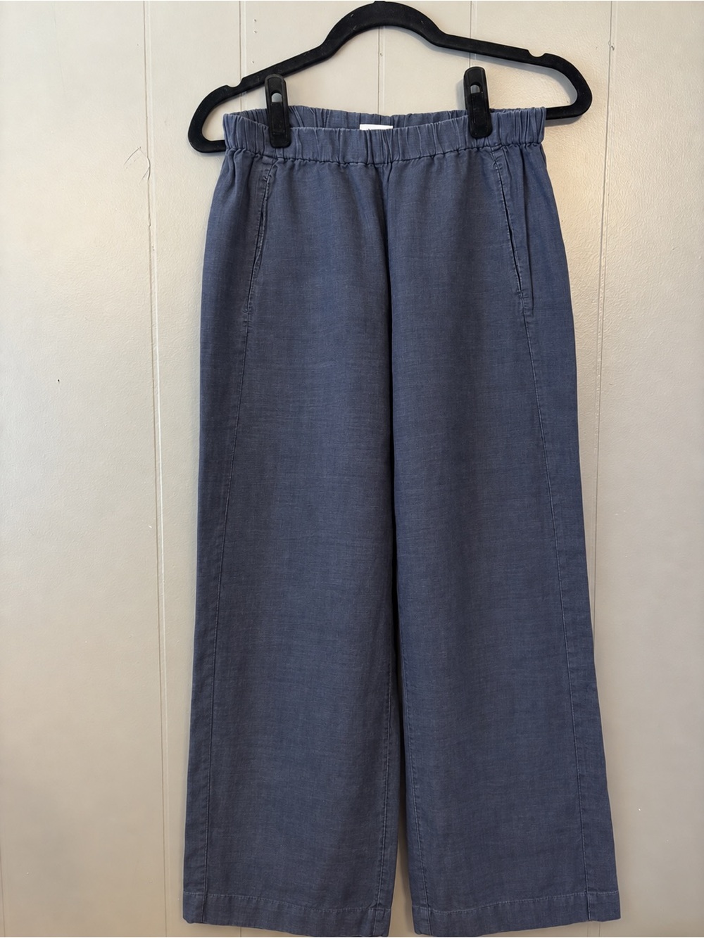 Linen Navy Blue Pants with Pockets